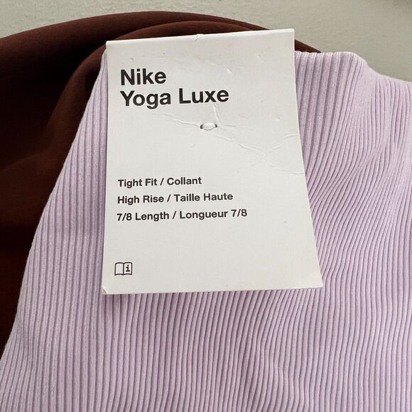 Nike Infinalon Yoga Leggings Size L Dri-FIT Oxen Brown Lilac Stirrup Cuffs Luxe - Picture 8 of 16